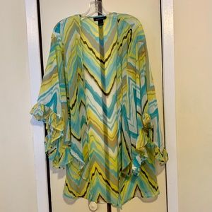 Ladies XL Green, White, Black, Beige Decorative Shawl/Coverup By Ashley Stewart